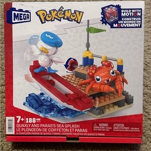 New In Box, Mega Pokemon Building Set Quaxly And Paras’s Sea Splash 188 Pieces
